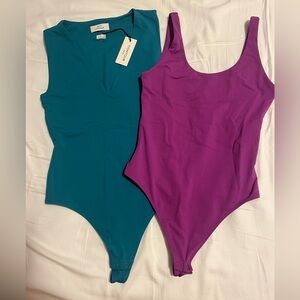 Babaton Aritzia Contour Bodysuits,S, Teal & Purple, lot 2